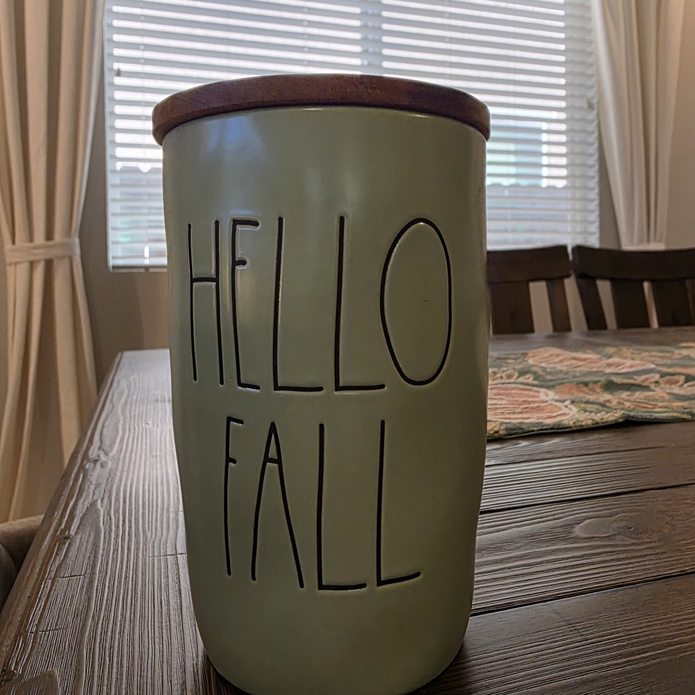Rae Dunn Green 'Hello Fall' Canister